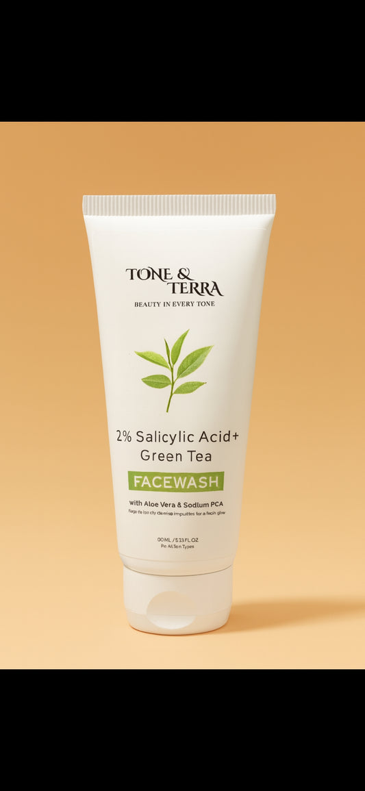 Tone & Terra 2% Salicylic Acid & Green Tea Clarifying Face Wash
