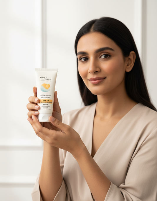 Tone & Terra 2% Niacinamide SPF 50 PA+++ Hybrid Sunscreen