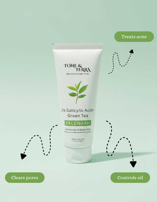 Tone & Terra 2% Salicylic Acid & Green Tea Clarifying Face Wash