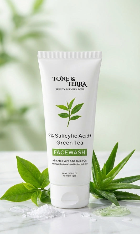 Tone & Terra 2% Salicylic Acid & Green Tea Clarifying Face Wash